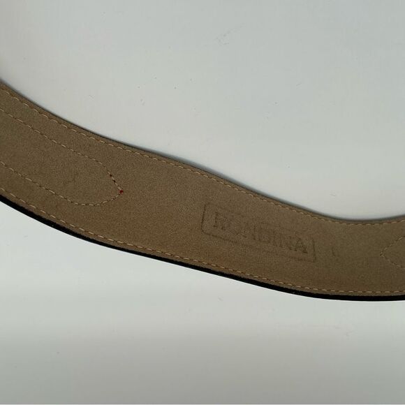 Red Rondina leather belt with feather inlays - Picture 5 of 6